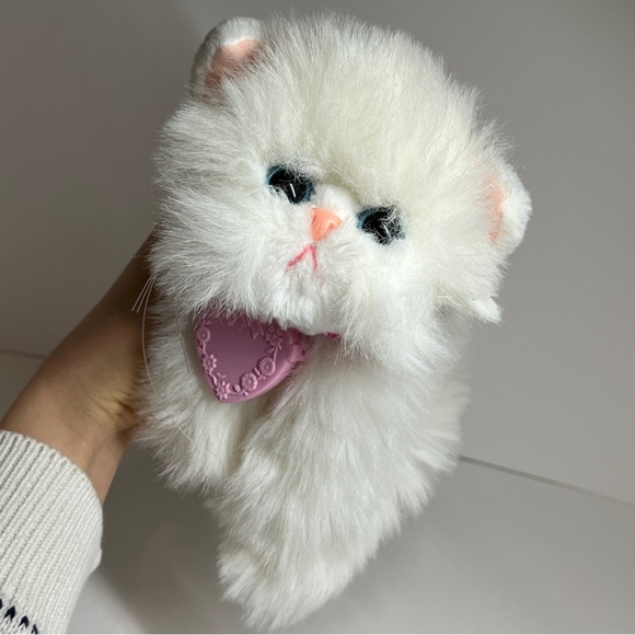 Tyco Kitty Kitty Kittens White Persian Purring Cat Plush Name Tag Colar Vtg 90s - Picture 13 of 13